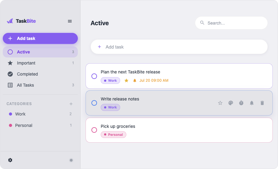 TaskBite Application Screenshot
